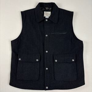 Cripple Creek Wool Melton Vest, Collared Heather Black Snap Button Mens XXL